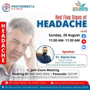 Graphic Designing Services- Lab Darshi Red Flag Signs of Headache- LIVE- Prothomesta Clinic- Graphic Design